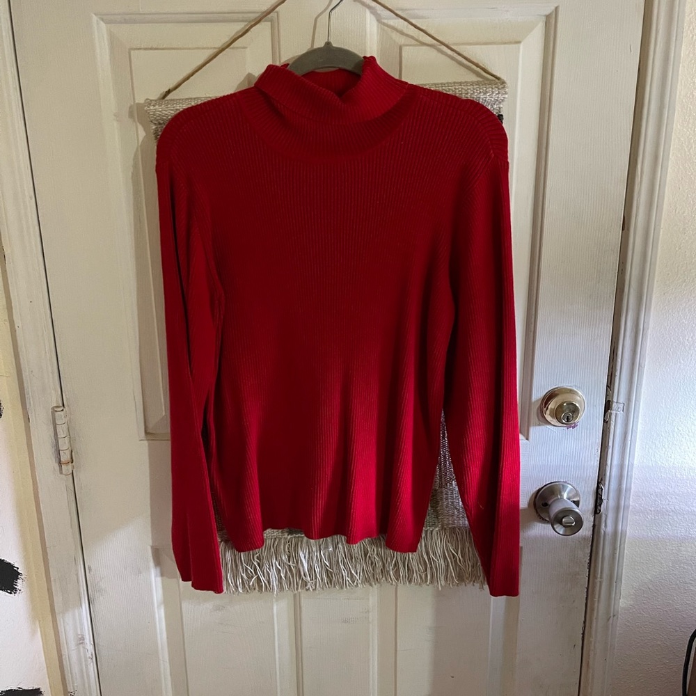 Red turtleneck